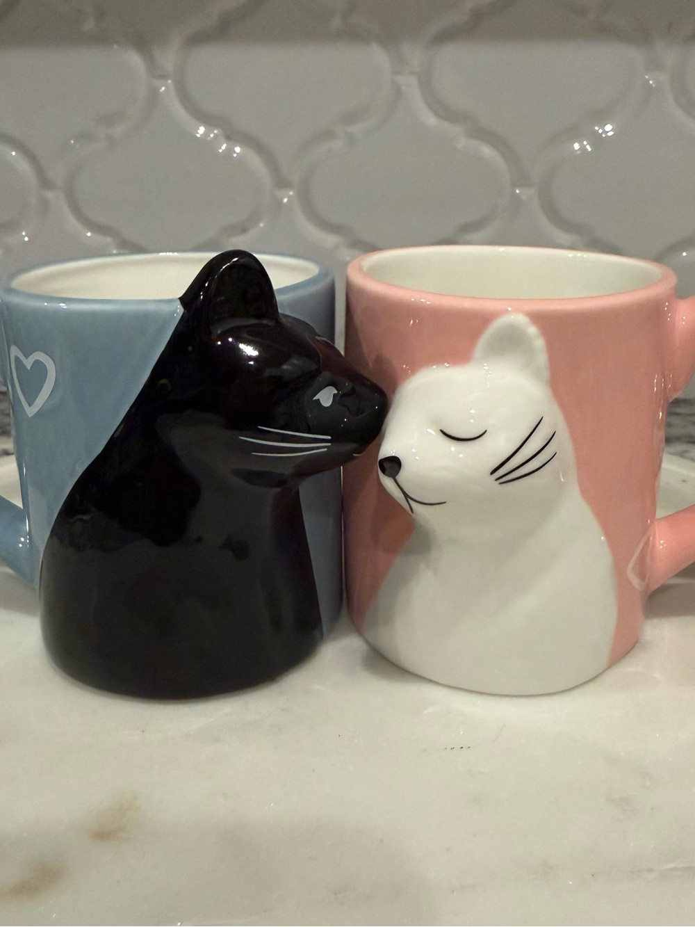 Cute Kissing Cat Ceramic Coffee Mug Set for Couples (Set of 2)